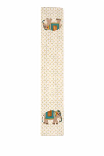 Image of Aazeem Baby Pink Elephant Table Runner for Dining Table | Velvet Farmhouse Table Cover Runner | Soft Decorative Home Accent 6 Seater