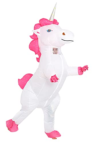 GOPRIME Unicorn Costume, Inflatable, Blow Up Suit, Adult Size (White)