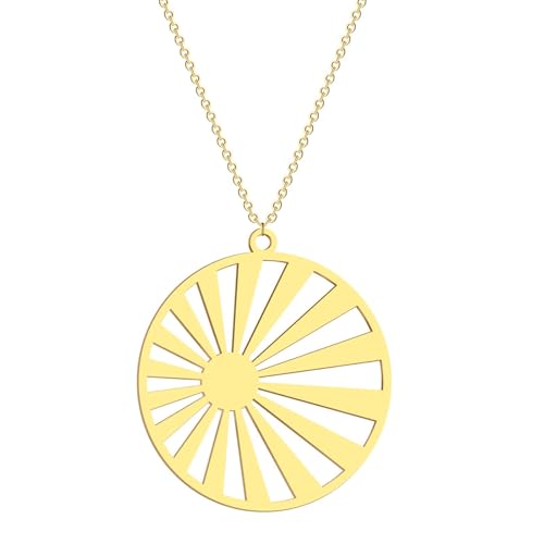 Collar para mujer, collar con colgante de sol hueco para mujer y niña, círculo geométrico, corte láser, joyería para el cuello