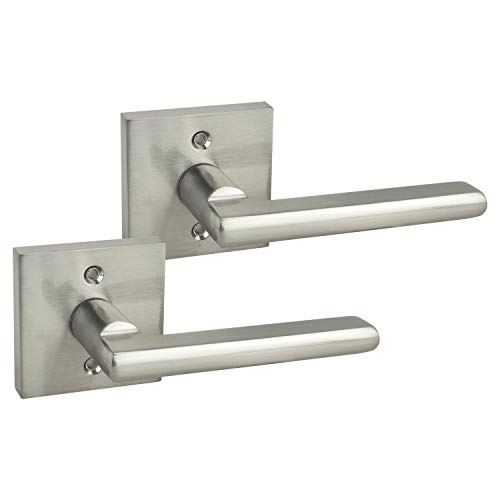 Image of Nuk3y Hulk Series Lever Door Handle Slim Square Modern Contemporary Lever Set (Dummys, Satin Nickel)