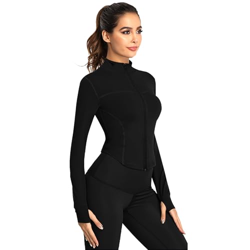 Flintronic Chaqueta Deportiva Mujer Con Cremallera y Capucha, Sudadera Running, Con Toalla, Para Deporte, Talla S - imagen 9