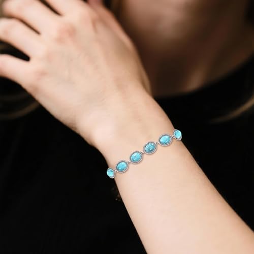 Genuine Turquoise Bracelet Sterling Silver Boho Natural Gemstone Jewelry Gfit for Women2