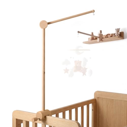 Crib Mobile Arm, 360° Adjustable Wooden Baby...