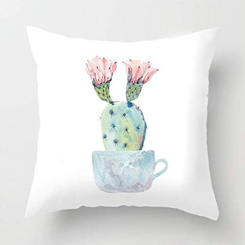 Aremazing Watercolor Succulent Cactus Decorative Super Soft Throw Pillow Covers Creative Teacup Bonsai Throw Waist Pillow Case Cushion Cover Protector 18x18 Inch Square Outdoor Decor (Bonsai - Cactus)