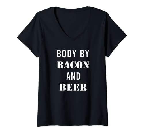 Womens Body by Bacon and Beer Funny Bacon V-Neck T-Shirt