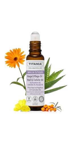 TITANIA® Aceite de uñas – Aceite natural para cutículas con 8 aceites y aloe vera para cutículas y cutículas suaves, manos y pies, Cosmos Natural, vegano, dermatológicamente probado, fabricado en