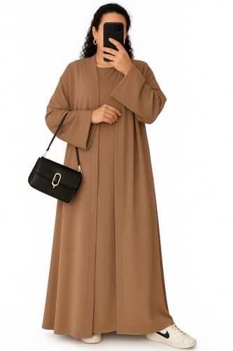 Ensemble mastour femme avec robe longue et gilet ample fluide fabriqué en France