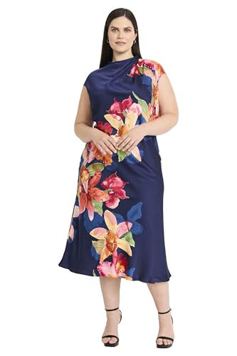 Image of Maggy London Women's Women's Mock Neck Midi Length A-line - Cap Sleeve Formal - Special Occasion Dress