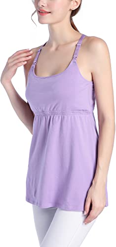 Suiek 3Pack Racerback Nursing Tops Tank Cami Maternity Bra Breastfeeding Sleep Shirt (Medium, Royal Blue+Purple+Light Green 3Pack) #TOP4