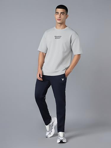 Image of TECHNOSPORT Men Printed Oversized Round Neck T-Shirt with COTFLEX, Dry Fit Sports Tee, Oversized Activewear T-Shirt for Gym, Running, Sports & Casual Wear