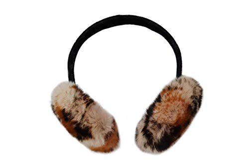 surell Rex Rabbit Fur Earmuffs with Soft Velvet Non Adjustable Band - Winter Fashion Ear Warmers, Perfect Elegant Women's Luxury Gift (Spot)