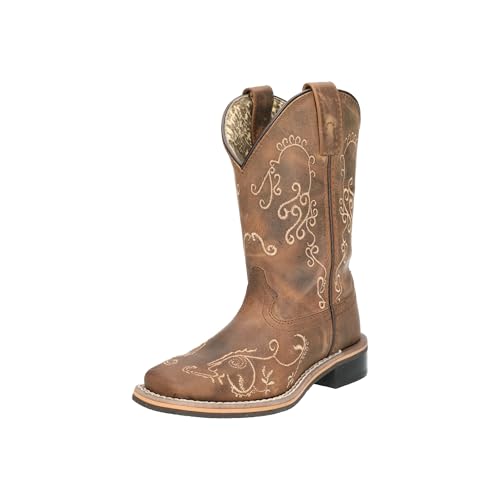 Smoky Children's Kid's Marilyn Brown Waxed Distress Leather Western Cowboy Boot