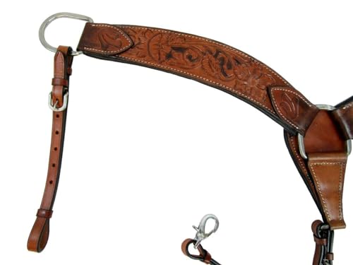 Generic WESTERN BREAST COLLAR LEATHER Western Breast Collar Roping Horse Barrel Racing Trail Breastcollar Tooled Leather Ranch Roping Working Breastplate cover