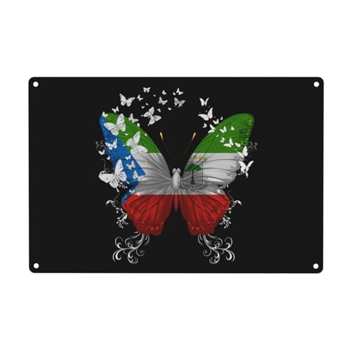 Equatorial Guinea Equatorial Guinean Butterfly Flag Vintage Metal Tin Sign
