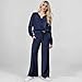 RXGOY Women's 2 Piece Outfits 2025 Casual Half Zip Wide Leg Pants Tracksuit Sets Lounge Set Travel Vacation Sweatsuits (US, Alpha, Large, Regular, Regular, Darkblue)