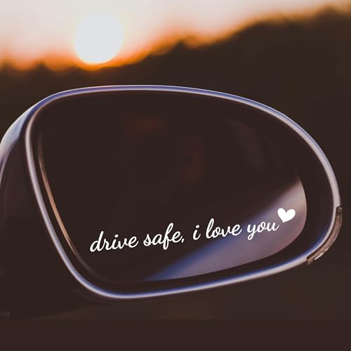 Image of Miarita 3X Drive Safe, I Love You Rearview Mirror Decal, Car Window Decals, Car Stickers for Women, Car Decals for Women, Car Stickers and Decals (Drive Safe, I Love You White)