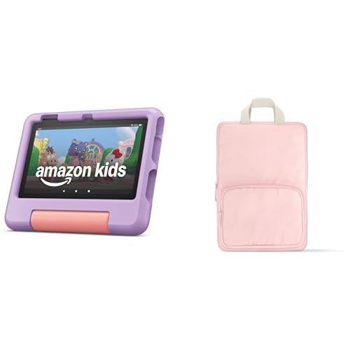 Amazon Fire 7 Kids Tablet Sleeve Bundle — Bundle includes Amazon Fire 7 Kids tablet, 16GB, Purple & Pink Carrying Case