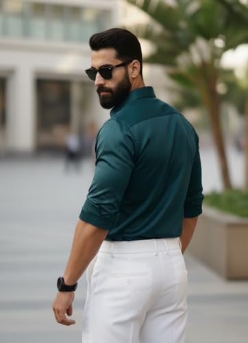 Image of IndoPrimo Men's Stylish Satin Shirt for Party, Formal, Daily and Casual Wear Full Sleeve Shirt for Men