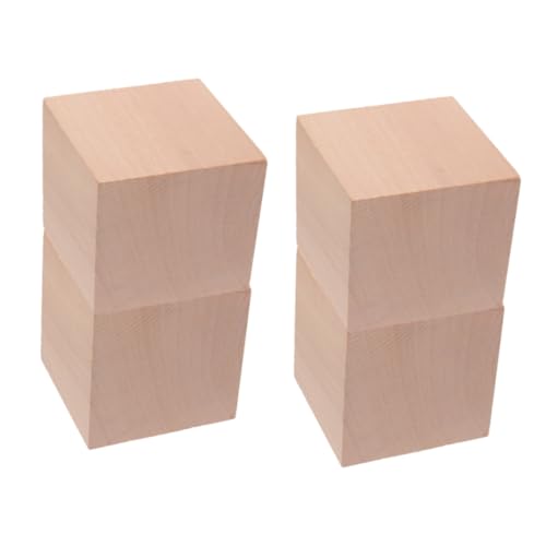 Sosoport 4個 積み木教材 知育キューブブロックのおもちゃ ソーティングキューブ クラフトウッドブロック 知育 ウッド キューブ 未完成の空白の木の立方体 Khaki 木製