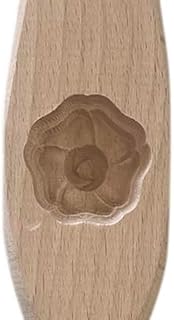 Handmade Round Wood Maamoul Mold Baking Press Stamp Traditional Syrian Kitchen Baking Tool for Dates, Pistachios, & Walnuts Stuffed Cookies Small Size 1-1/2" Diameter (Flower)