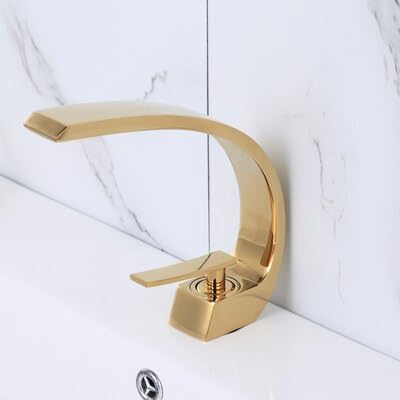 Robinet salle de bain mitigeur lavabo laiton chaud froid couleur or