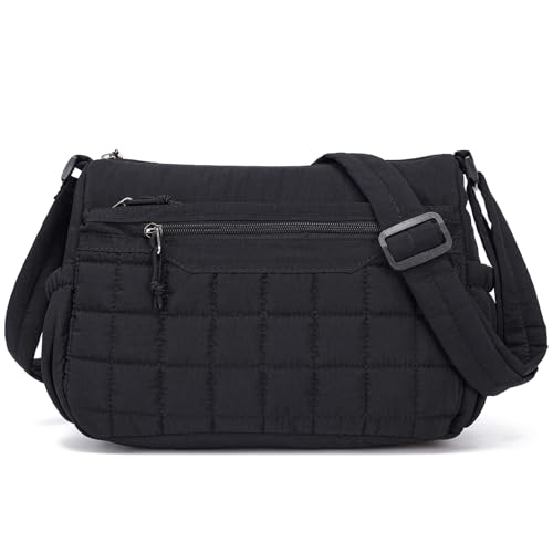 Image of Medium Size Purses for Women Quilted Travel Purse with Multi Pockets Nylon Crossbody Bag for Ladies