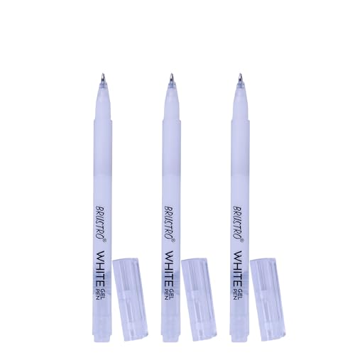 BRUSTRO White Gel Pen | Tip size -1 mm|Pack of 3 | Ideal for Students and Adults, Drawing, Mandala Arts, Students, Office Use, Writing, Pen Set