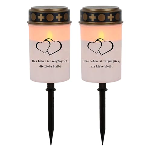 Luz LED para tumba, luces solares parpadeantes para tumba, lámpara de vela LED, juego de 2, lámparas rituales resistentes a la intemperie, funcionan con energía solar, ideales para jardín,