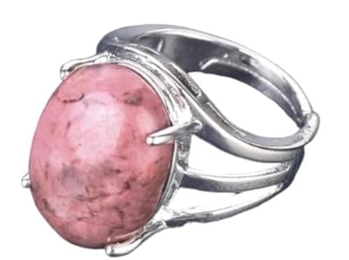 TENET - Adjustable Ring in Natural Hard Stone Crystallotherapy Energy Minerals (RODONITE)