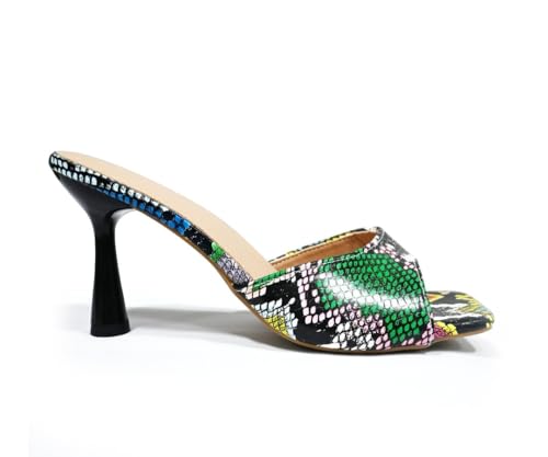 Mules multicolores à talons bas sandales d été tendance - 5