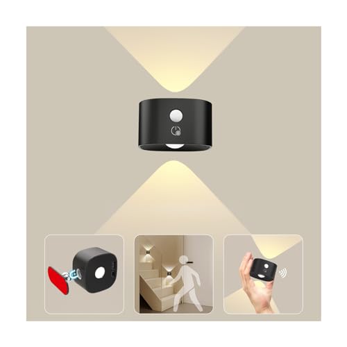 Image of UP&Down Light Source Wall Sconces with Motion Sensor, Cordless LED Wall Night Lights 360Rotate & Rechargeable Battery Operated, 3 Brightness, Indoor Motion Detection Wall Lamps for Pictures Corridor