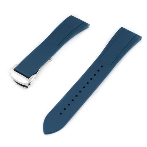 StrapHabit Quick Release Deployant Rubber Watch Strap For Large and Small Wrists - Women and Men - Band FKM Deloyment 19mm, 20mm, 21mm, 22mm (19mm, Blue)