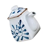 TOYZFRIENDY Botella de Cerámica para Salsa y Vinagre Diseño Japonés Pintado Mano con Tapa Recipiente Práctico para Condimentos Cocina