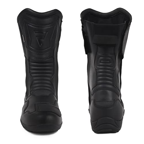 REBELHORN Compass Motorradstiefel Membran SympaTex Fersen- und Knöchelschutz und versteifte Schuhspitze Antirutschsohle Zwei Lange Reißverschlüsse