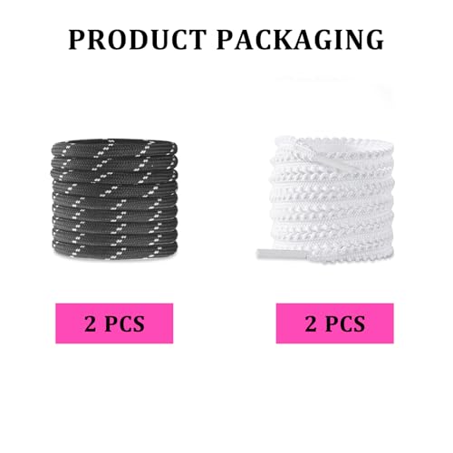 Image of 4Pcs Mixed Color Shoe Laces for Sneaker, Flat Leather Round Shoelaces Replacement Laces kit