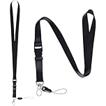 2 Pcs Neck Lanyard Strap, Black Lanyards for Neck with Safety Breakaway, Flat Lanyards with Detachable Buckle and Metal Lobster Clip, Quick Release Lanyard Trap for Necks ID Card Holder Mobile Phone