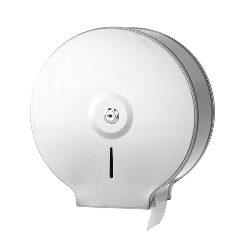 Lockable Toilet Roll Dispenser 10 Inch Roll Stainless Steel Towel Dispenser Commercial Jumbo Toilet Paper Dispenser Wall Mount Single Roll Toilet Paper Holder with Key Lock