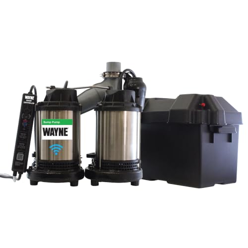 Image of WAYNE WBPS50 1 /2 HP Smart Sump Pump System - Primary & Battery Backup Ready, Smart Monitoring & Alerts, 5,100 GPH, Stainless Steel and Cast Iron, 5-Year Warranty