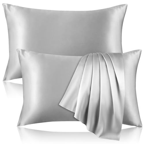 Funda de almohada de seda 100% pura para cabello y piel, fundas de almohada de seda de morera en ambos lados con cremallera oculta, funda de almohada refrescante de 19 mommes, fundas de almohada de