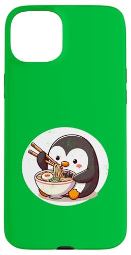 Mignon pingouin mangeant des ramen avec des baguettes Coque pour iPhone 15 Plus