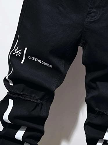 Boy's Skinny Fit Ripped Destroyed Distressed Fashion Kids Denim Jeans Pants（Black2021,10）3