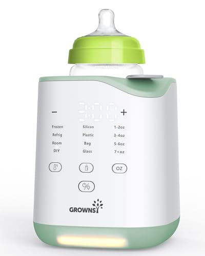 Image of GROWNSY Bottle Warmer, Fast Baby Bottle Warmer for Breastmilk & Formula, LED Display Accurate Temperature Control, with Timer, Defrost, Keep, Night Light, Heat Baby Food for All Bottles (Green)