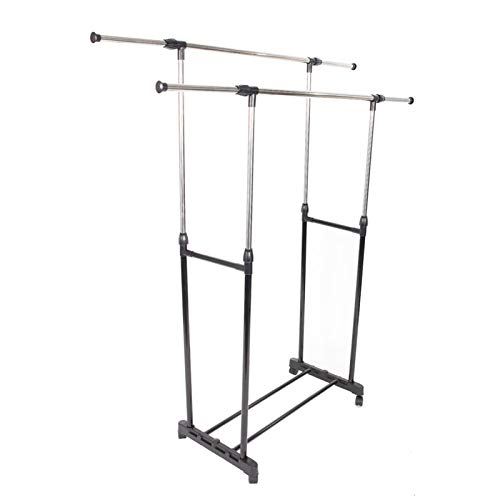 Kcelarec Standard Double Rod Clothing Garment Rack For Hanging Clothes,Rolling Clothes Organizer On Wheels #TOP2