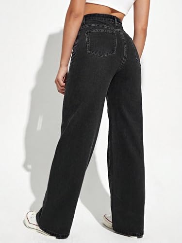 Image of TOPLOT Women's Jeans | High Rise Waist Design | Baggy Fit Style with Relaxed Silhouette | Trendy Look with Comfortable Wear | Easy Styling for Everyday Fashion | Casual, Streetwear (5204)