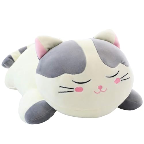 Cat Big Plush Hugging Pillow, Super Soft Kitten Kitty Stuffed Animals Toy Gifts for Kids, Girls, Bed, Christmas, Valentine 21.7" (Gray) by elfishgo - Used condition - US$21.62