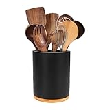 Generisch Holz Utensilhalter - Kochutensilienregal | 360 ° Rotierende Gabeln Crock Container, stromlinienförmiges Küchenaufbau, mehrere Anwendungen für Küchen Counter Counter Löffel Gabel Silber