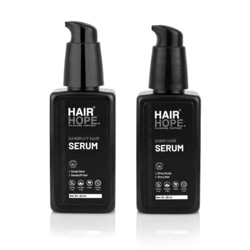 Shiny Hair Serum & Dandruff Hair Serum Combo with Aloe Vera, Green Tea & Silk Protein | Non-Sticky Hair Smoothing Serum for Frizz Control, Shine & Soft Hair | Sulphate & Paraben Free | Combo Pack 100 ml