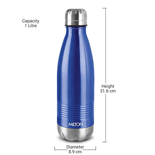 Image of Milton Duo DLX 1000 Thermosteel Water Bottle 1 LTR, 24 Hr Hot and Cold I Leak Proof Lid, ISI Certified I Vacuum Insulated I for Office, Gym, School I Blue