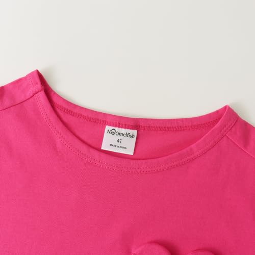 Image of Noomelfish Girls Short Sleeve Heart Pocket T-Shirts Casual Cotton Tee Tops Blouse (5-12 Years)