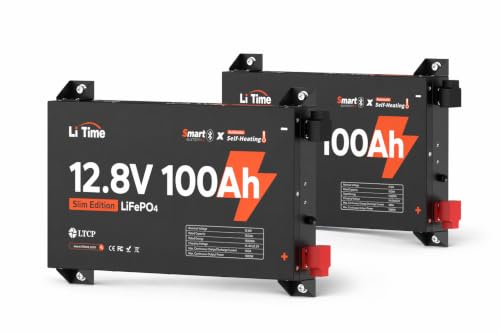 Image of Litime 12V 100Ah Slim Self-Heating LiFePO4 Battery for RV Solar Truck-2Pack